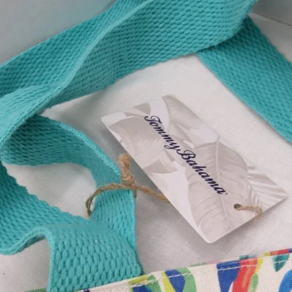 NEW Tommy Bahama Colorful Birds Tropical Toucan Reusable Large Tote Bag Cotton - Picture 6 of 9